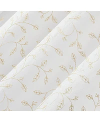 No. 918 Holly Metallic Embroidery Christmas Sheer Rod Pocket Curtain Panel Pair