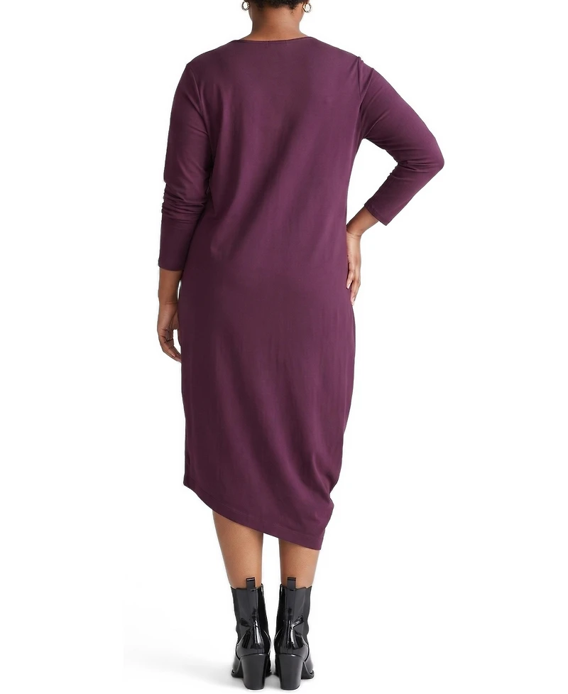Universal Standard Plus Geneva Long-Sleeve V-Neck Midi Dress