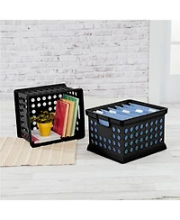Sterilite Stackable Plastic Storage Open Crate Bin Organizer Box, Black (6 Pack)