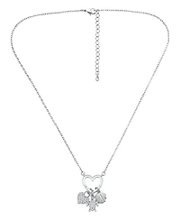 Macy's Fine Silver-Plated Over Brass Heart Shaped Charm Holder with Heart, Turtle and Clamshell Charms Necklace