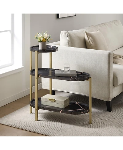 Kings Brand Furniture 3-Tier Side Table with Storage Shelves