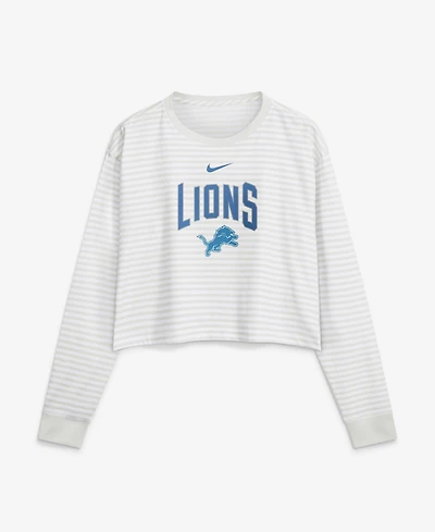 Nike Women's Detroit Lions Primetime Loose-Fit Dropped-Shoulder Crop Top