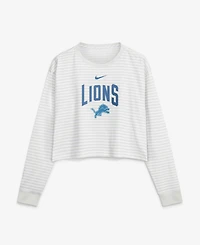 Nike Women's Detroit Lions Primetime Loose-Fit Dropped-Shoulder Crop Top