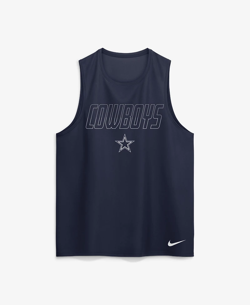 Nike Men's Dallas Cowboys Kickoff Miler Dri-fit Crewneck Tank Top