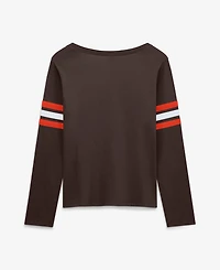 Fanatics Women's Cleveland Browns Team First Coverage Scheme Long-Sleeve Lace-Up Neckline T-Shirt