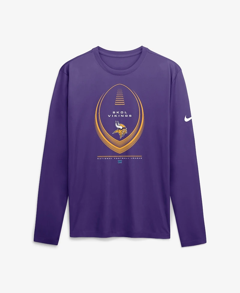 Nike Men's Minnesota Vikings Legend Icon Long-Sleeve Crewneck Screen-Print Graphics T-Shirt
