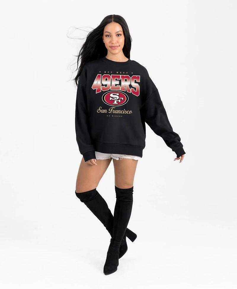 Gameday Couture Women's San Francisco 49ers Powerhouse Play Fleece Relaxed-Fit Long-Sleeve Crewneck Sweatshirt
