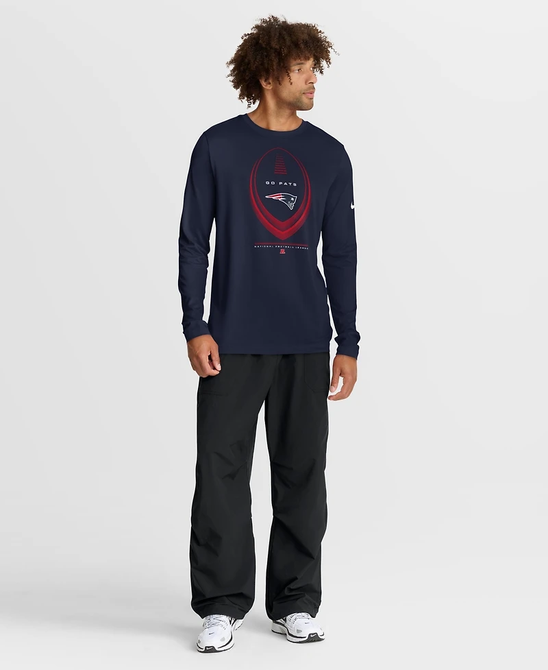 Nike Men's Dri-fit Legend Icon New England Patriots Long-Sleeve Crewneck T-Shirt