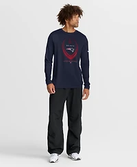 Nike Men's Dri-fit Legend Icon New England Patriots Long-Sleeve Crewneck T-Shirt