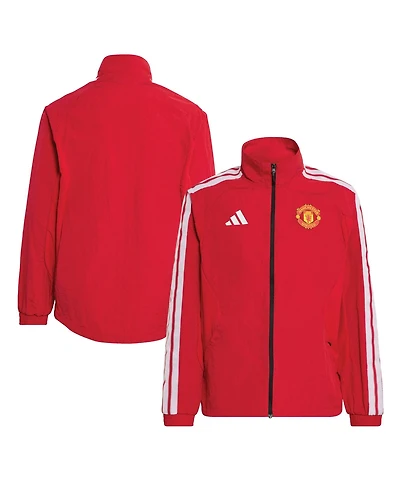adidas Boys' and Girls' Manchester United Anthem Full-Zip Lightweight Mock Neck Jacket