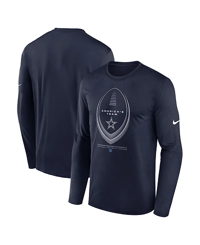 Nike Men's Dallas Cowboys Legend Icon Dri-fit Long Sleeve Crewneck T-Shirt