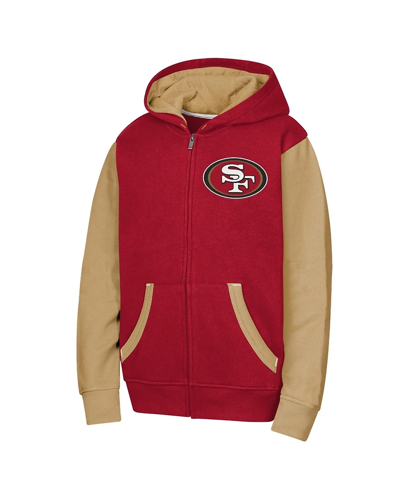 Outerstuff Boys' and Girls' San Francisco 49ers Color-Block Full-Zip Fleece-Lined Hoodie
