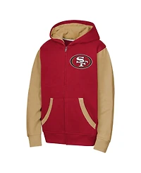 Outerstuff Boys' and Girls' San Francisco 49ers Color-Block Full-Zip Fleece-Lined Hoodie