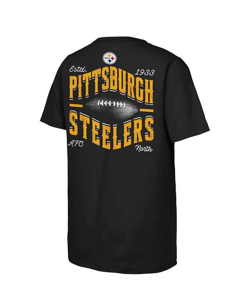 Outerstuff Boys' and Girls' Pittsburgh Steelers Top Pick Crewneck Screen Print Graphics Cotton T-Shirt