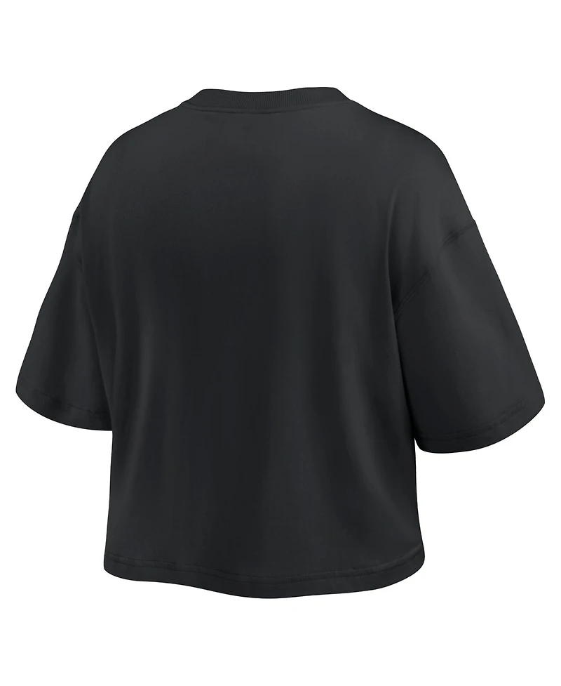 Fanatics Women's Philadelphia Phillies Blackout Wave Cropped Short-Sleeve T-Shirt