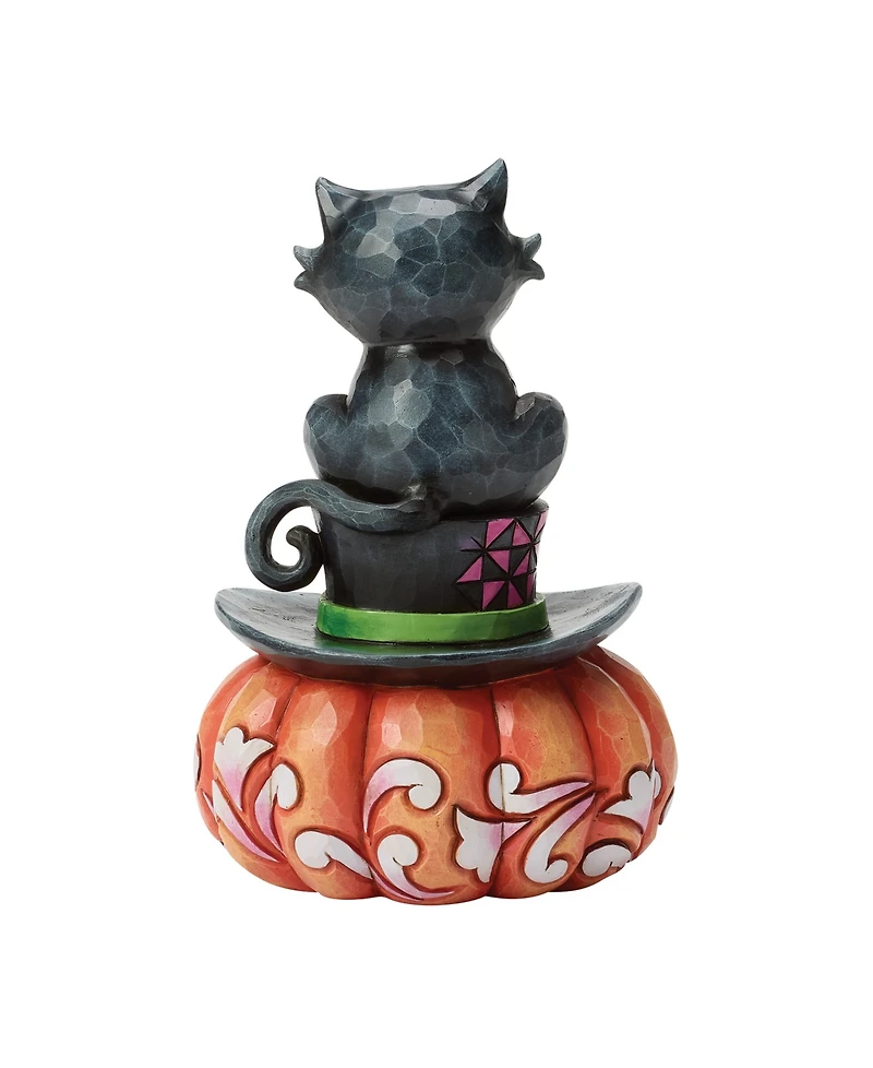 Jim Shore Halloween Black Cat Sitting on Hat Figurine
