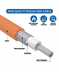 Lofree RG316 50 Ohm Sma Male to Sma Male Flexible Coaxial Antenna Extension Cable Compatible with Sma Female Adapters or Sma Devices