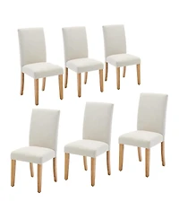 homfan Dining Chairs Set of 6, Upholstered Ergonomic Chairs with Curved Backrest, Heavy-Duty Wood Legs for Dining Room Kitchen Home