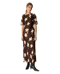 Whistles Women's Shadow Floral Satin Short-Sleeve Midi Dress