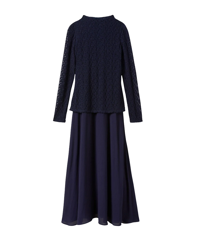 Whistles Women's Drop Waist Long-Sleeve Lace Midi Dress