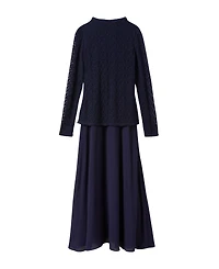 Whistles Women's Drop Waist Long-Sleeve Lace Midi Dress