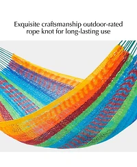 Piscifun Handwoven Mayan Hammock Heavy Duty 600 Lbs Capacity With Hanging Kit And Carry Bag For Indoor Outdoor