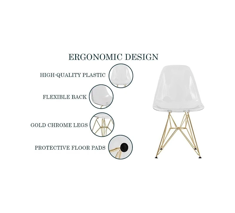 LeisureMod Cresco Molded Eiffel Side Chair with Gold Base