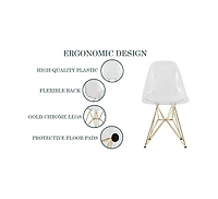 LeisureMod Cresco Molded Eiffel Side Chair with Gold Base