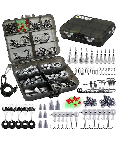 Piscifun Stainless Steel Fishing Tackle Box Organizer With Jig Heads Weights Swivels Hooks