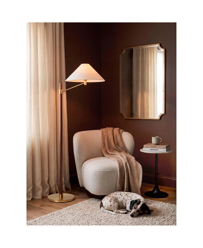 Noble Park Jacinda Rectangular Vanity Decorative Wall Mirror Modern Beveled Rounded Cut Edge Gold Frame 30" Wide for Bathroom Bedroom Living Room
