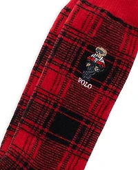 Polo Ralph Lauren Men's Polo Bear Plaid Ribbed-Cuff Wool-Blend Boot Socks