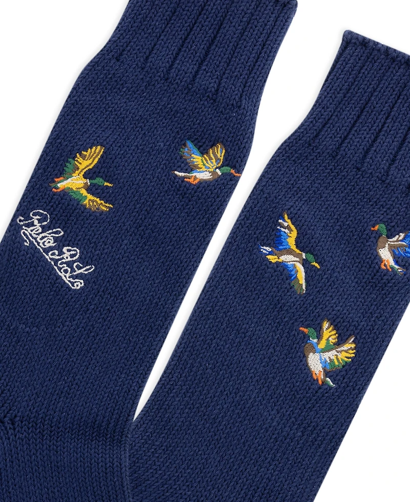Polo Ralph Lauren Men's Embroidered Reinforced Heel and Toe Crew Socks