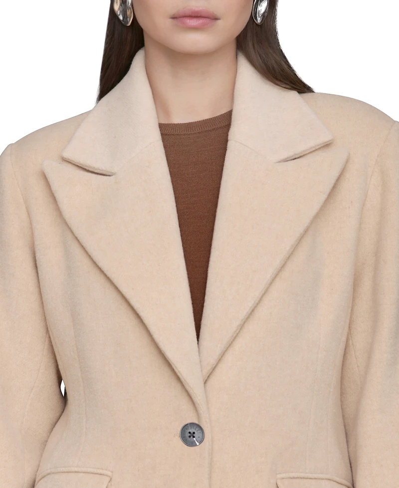 Avec Les Filles Women's Double-Breasted Long Wool-Blend Structured-Shoulder Coat