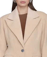 Avec Les Filles Women's Double-Breasted Long Wool-Blend Structured-Shoulder Coat