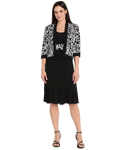 R & M Richards Petite Jersey Scoop Neck Jacket Dress, 2-Piece Set