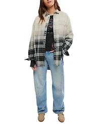 Free People Women's Lexi Plaid Oversized Waffle-Knit Shirt