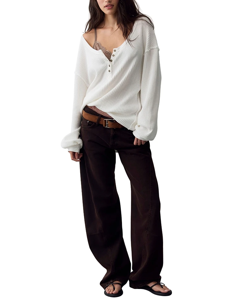 Free People Women's Montreal Scoop Neck Oversized Thermal Shirt