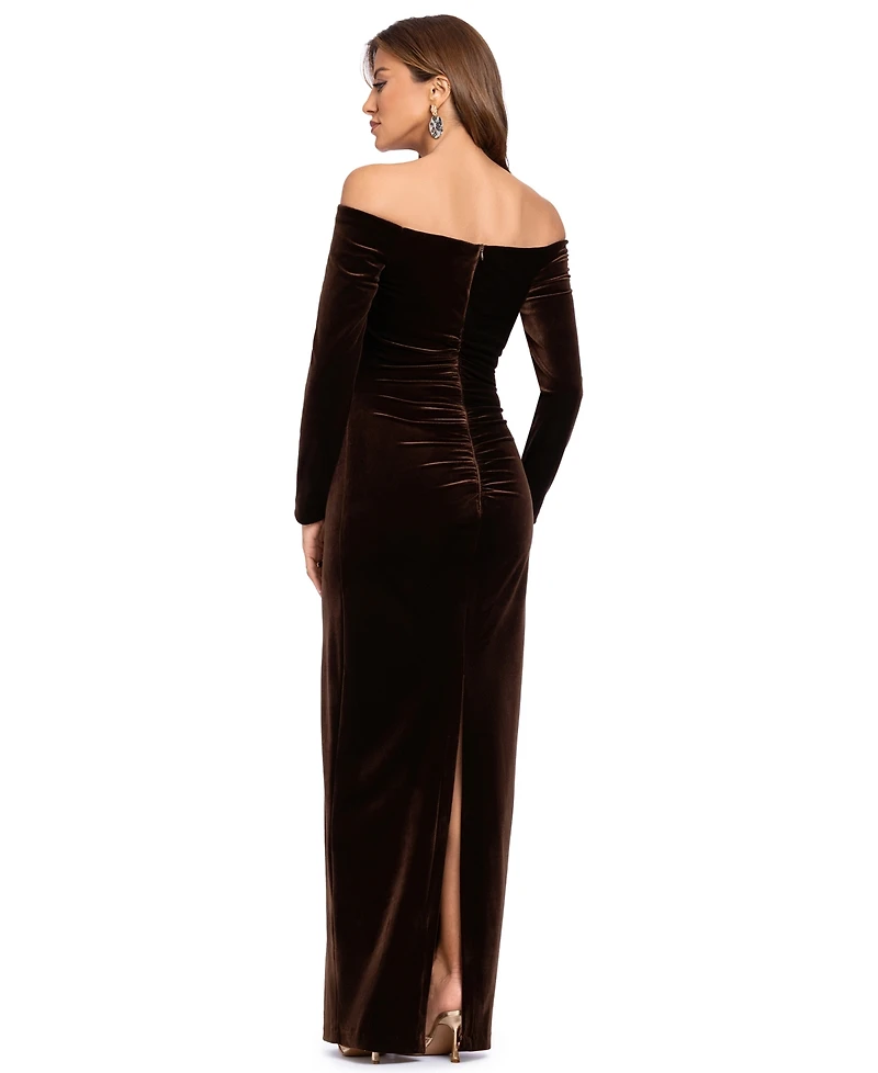 Xscape Velvet Off-The-Shoulder Gown