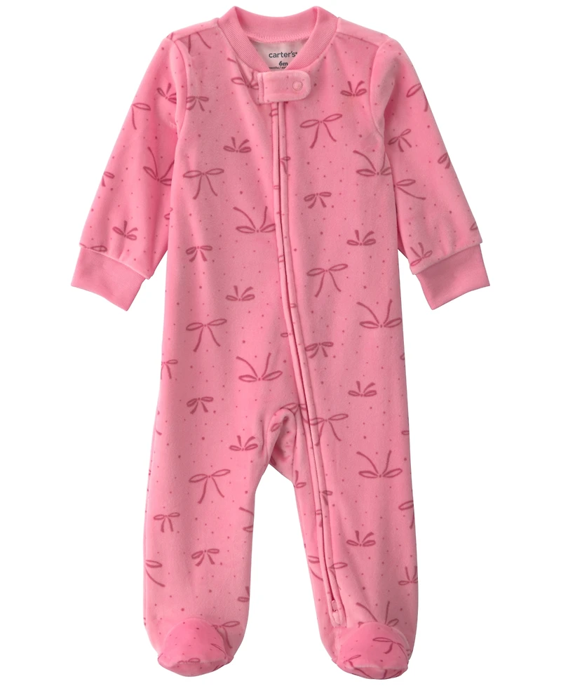 Carter's Baby Girls' 2-Way Zip Fleece Footed Sleep & Play Pajamas