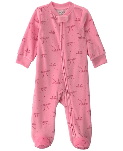 Carter's Baby Girls' 2-Way Zip Fleece Footed Sleep & Play Pajamas