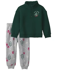 Carter's Toddler Boys' 2T-5T Long-Sleeve Quarter-Zip Holiday Top and Pants Set
