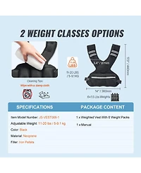 Mecale Adjustable Weighted Vest, 11-20 lb Vest with Ironsand Weights and Reflective Stripe for Strength Training