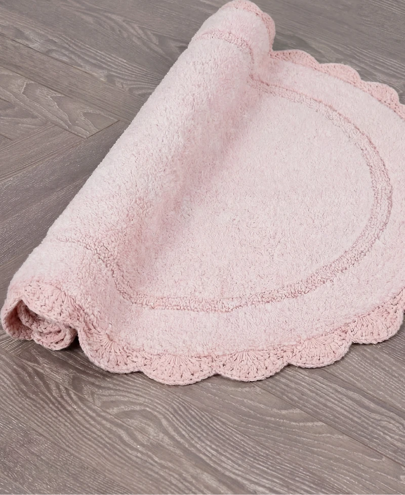 Laura Ashley Eloise Crochet Oval 2-Piece Bath Mat Set