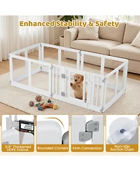 Gymax Clear Dog Playpen Transparent Pet Fence w/Door and Double Safety Locks