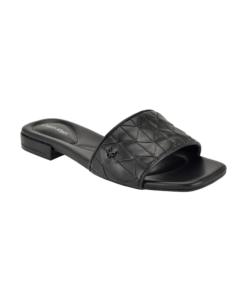 Calvin Klein Women's Theona Quilted Flat Slip-On Sandals