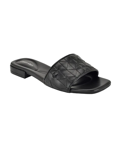 Calvin Klein Women's Theona Quilted Flat Slip-On Sandals
