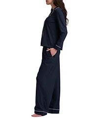 Tommy Hilfiger Women's Girlfriend Long-Sleeve Notch Collar Button-Up Top and Pant Pajama Set