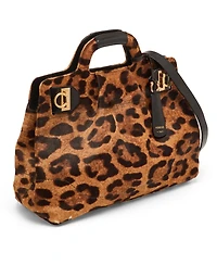 Pre-Owned Salvatore Ferragamo Women's Leopard Print Calf Hair and Leather Satchel