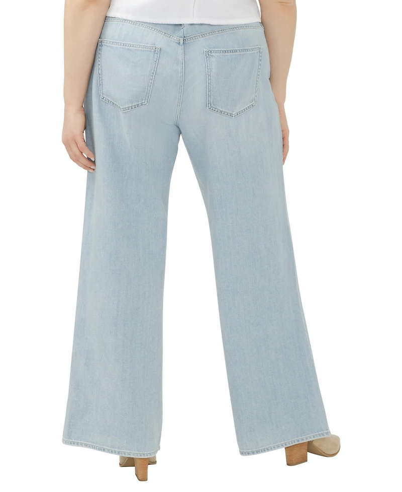 Silver Jeans Co. Plus Suki Light-Wash High-Rise Wide-Leg