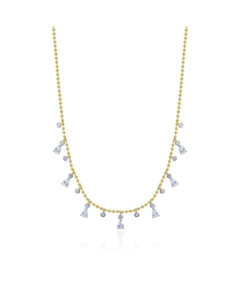 The Lovery Alternating Cz Station Dangle Bead Necklace 14K Gold-Plated Sterling Silver